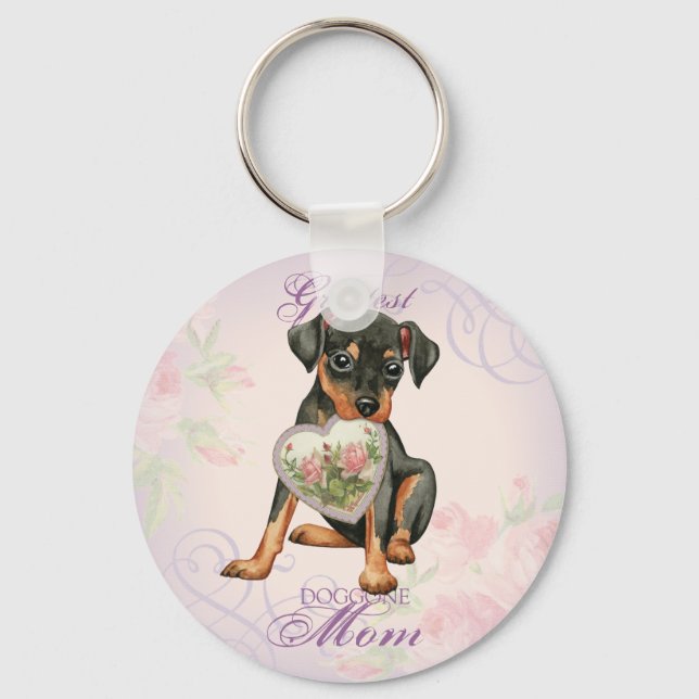 Min Pin Heart Mum Key Ring (Front)