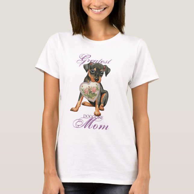 Min Pin Heart Mum T-Shirt (Front)