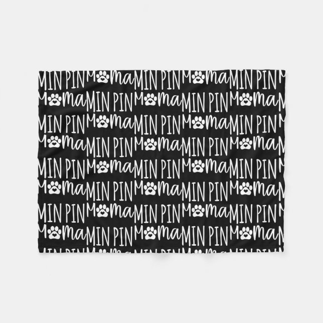 Min Pin Mama Cute Miniature Pinscher Dog Paw Fleece Blanket (Front (Horizontal))