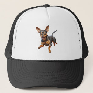 Min pin miniature pinscher minpin puppy dog happy trucker hat