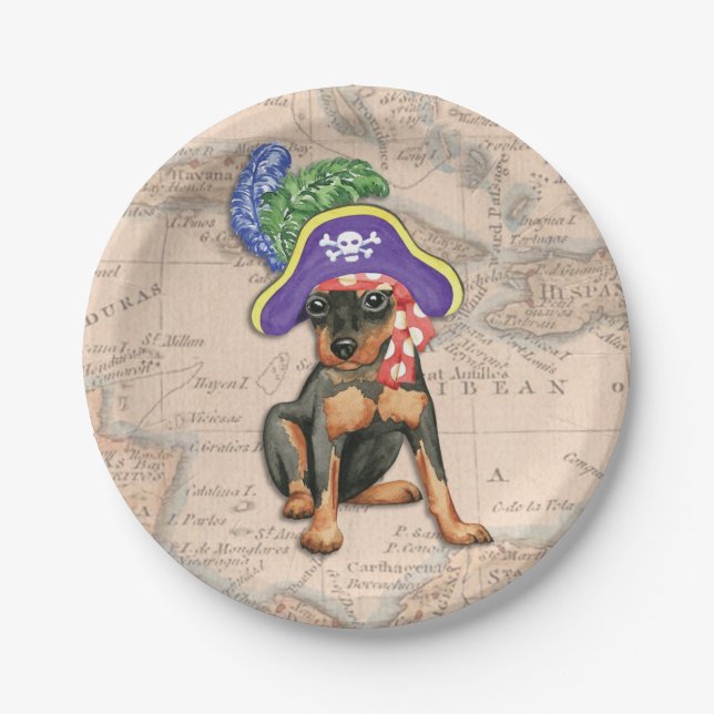 Min Pin Pirate Paper Plate (Front)