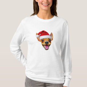 Min Pin Santa Hat Miniature Pinscher Xmas Dog T-Shirt