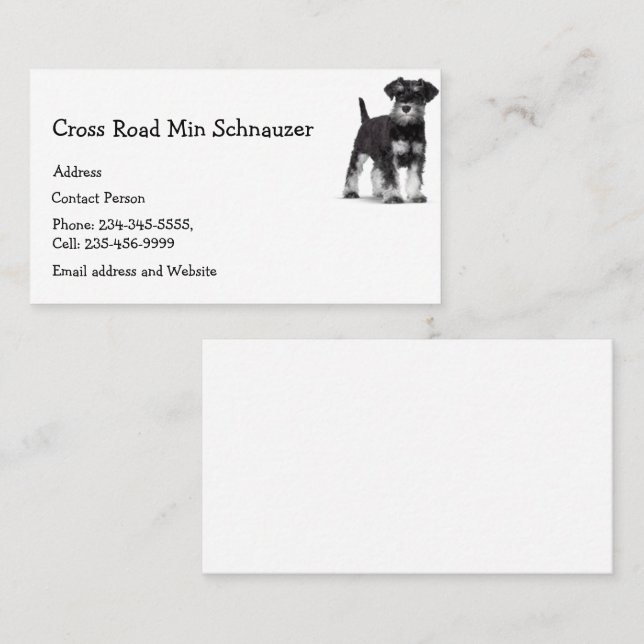 Min Schnauzer Dog Pet Animal  Business Card Magnet (Front/Back)