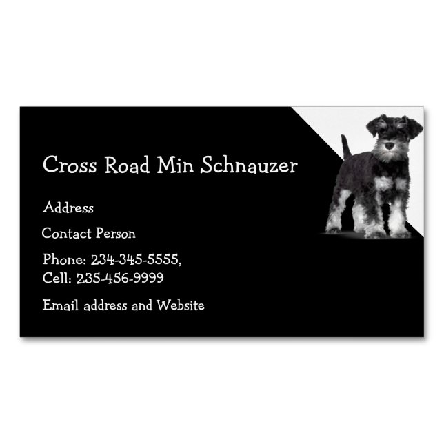 Min Schnauzer Dog Pet Animal  Magnetic Business Card (Front)