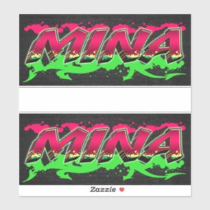 Mina First Name Graffiti Sticker