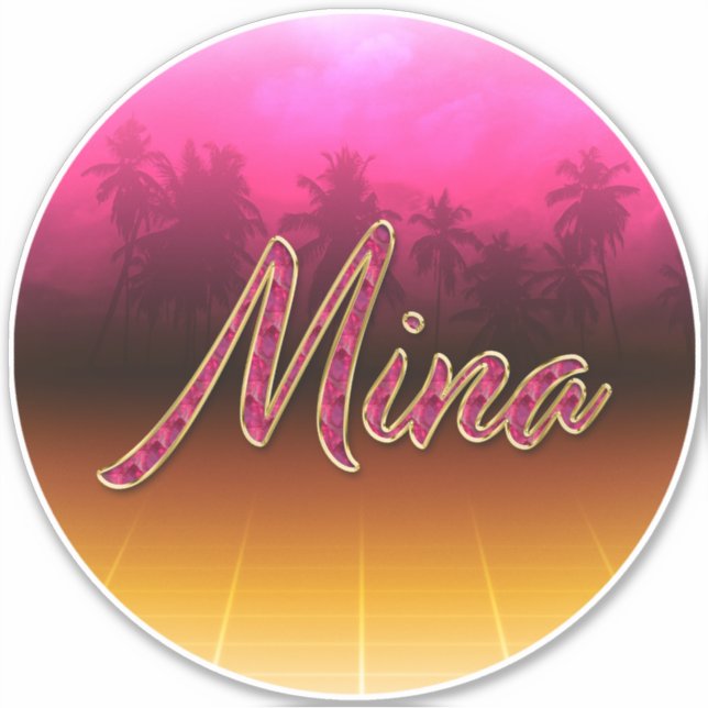 Mina First name name golden pink sticker sticker (Front)