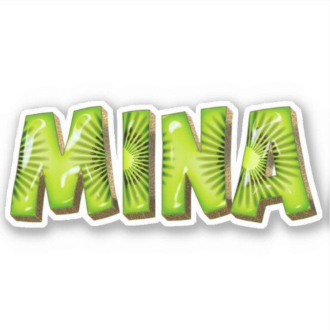 Mina Name Kiwi Design Decal Sticker (Front)