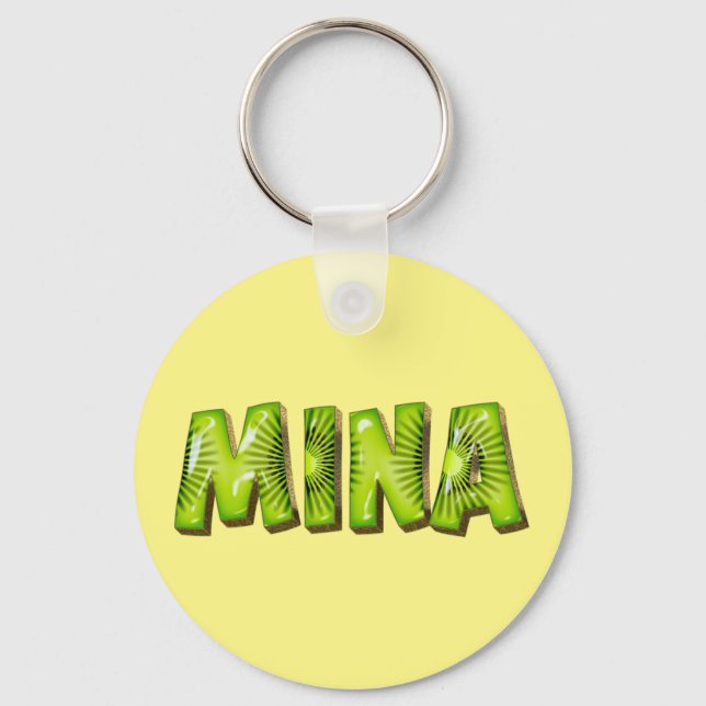 Mina Name Kiwi Design Key Fans Ring (Front)