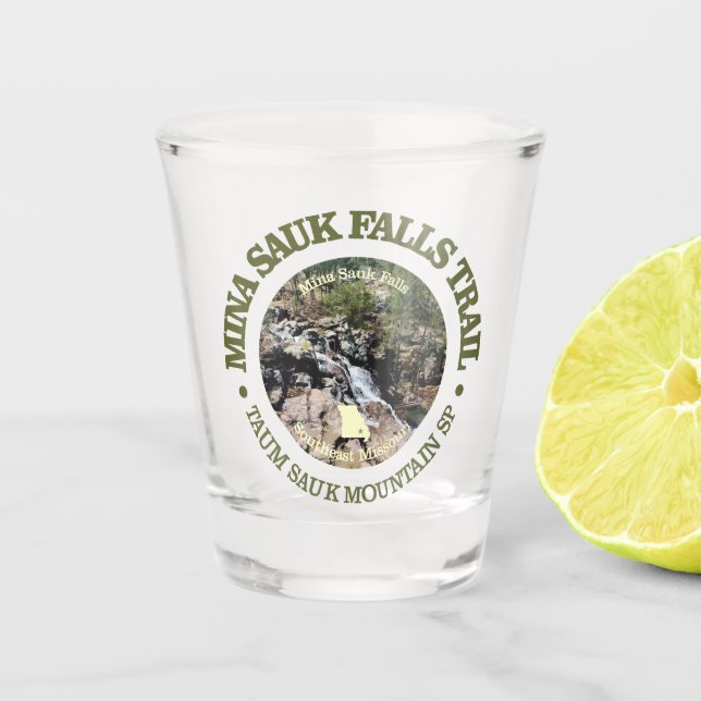 Mina Sauk Falls (rd) Shot Glass (Front)