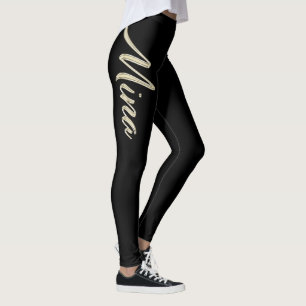 Mina white gold Handwriting trousers Leggings