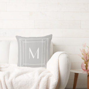 Minamalist Grey & Cream Monogram Cushion