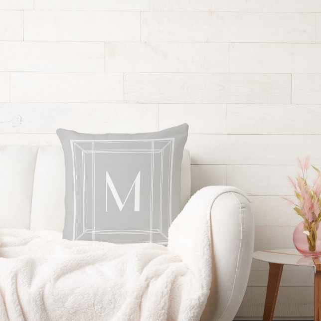 Minamalist Grey & Cream Monogram Cushion (Couch)