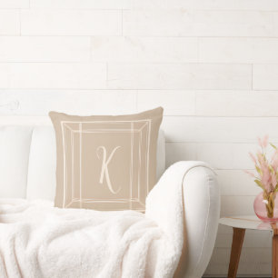 Minamalist Taupe & Cream Monogram Cushion