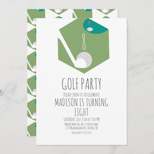 Minature Golf Ball Court Birthday Party Invitation (Front/Back)