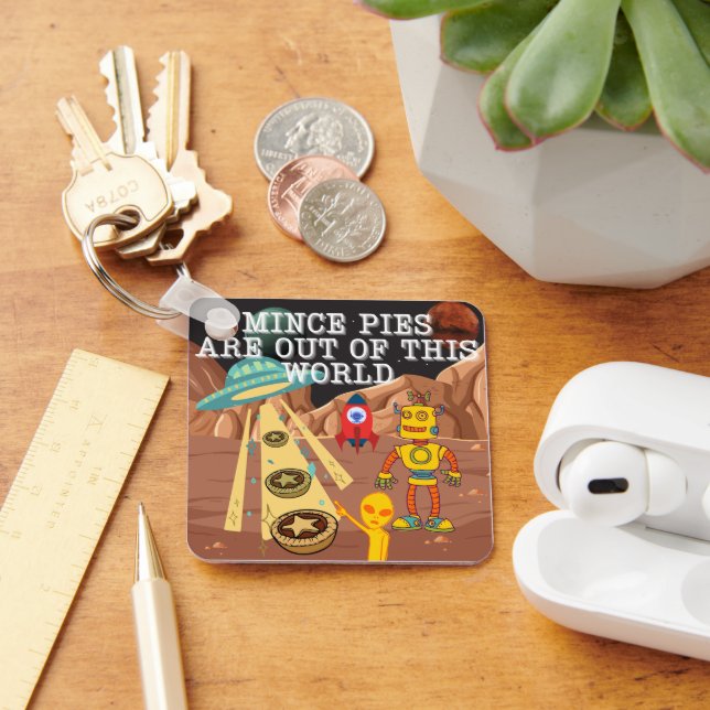 Mince Pies are Out of this World Key Ring (Desk)