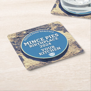 Mince Pies Birthplace 2024 Your Kitchen Square Paper Coaster