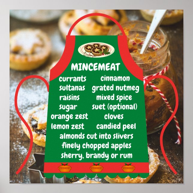 Mincemeat Ingredients Apron Poster (Front)