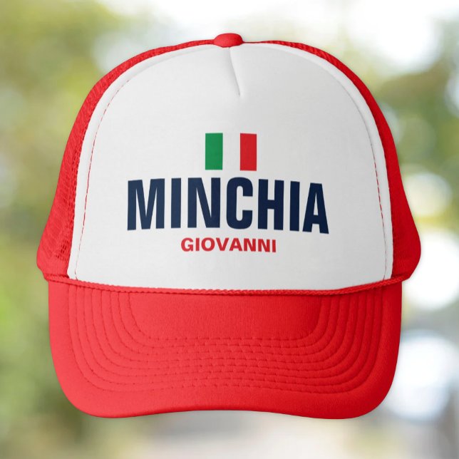 Minchia Personalized Trucker Hat (Minchia Funny Italian Sicilian Saying with small Italian Flag Personalized Trucker Hat)