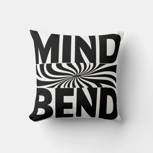 Mind Bend Optical Illusion Bold Black and White Cushion (Front)