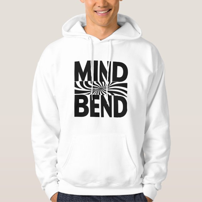 Mind Bend Optical Illusion Bold Black and White Hoodie (Front)