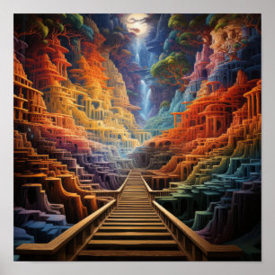 Mind-Bending Illusion Poster: Vibrant Colors and O Poster