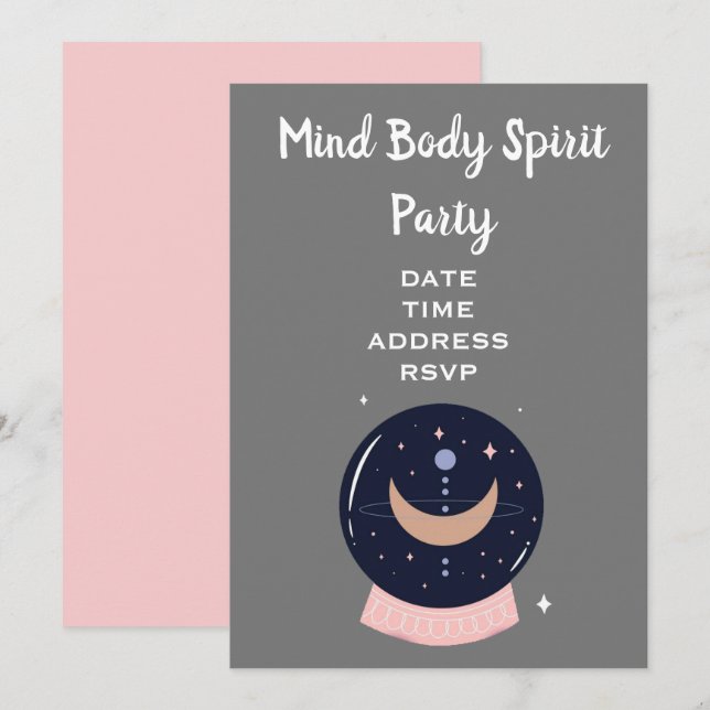 Mind Body Spirit New Age crystal ball party Invitation (Front/Back)