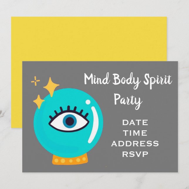 Mind Body Spirit New Age crystal ball party Invitation (Front/Back)