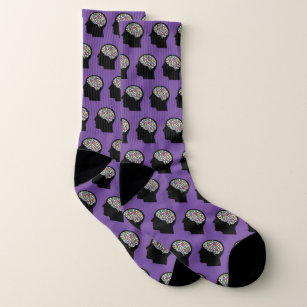 Mind Brain Patterned Purple Crazy Socks