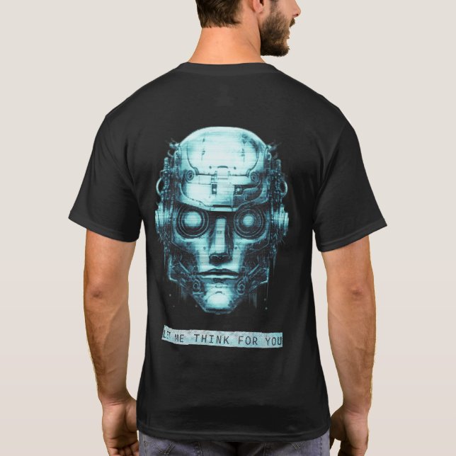 Mind Control Cyberpunk Blue Grunge Front & Back T-Shirt (Back)