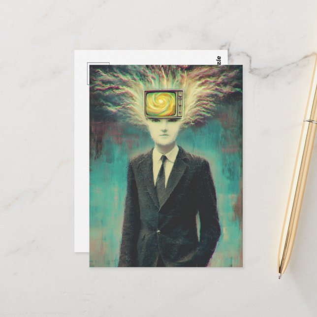 Mind Control Electrifying Hair Postcard (Front/Back In Situ)