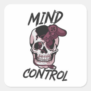 Mind control gaming design square sticker