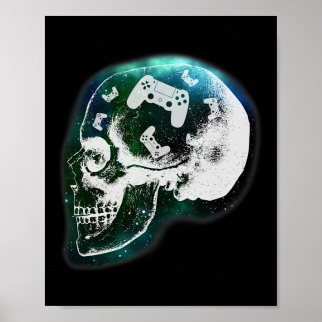 Mind Controller Skull Gaming Gamer Mens Boys Teens Poster (Front)