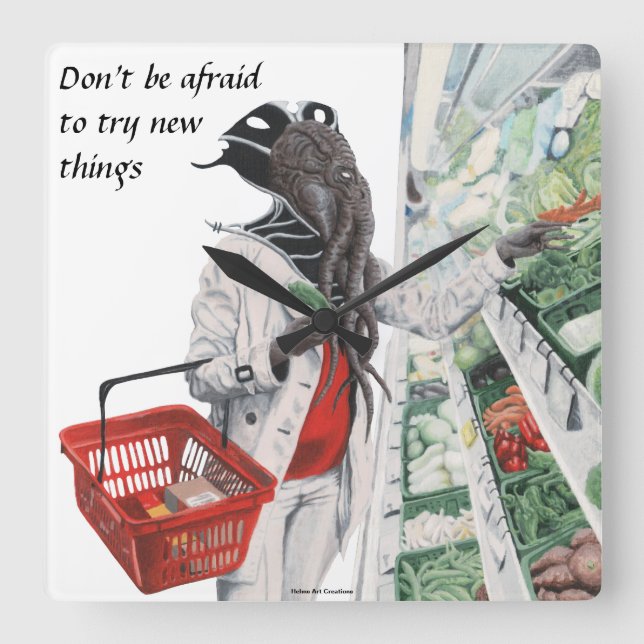 Mind Flayer Grocery Shopping Fantasy Art Clock (Front)