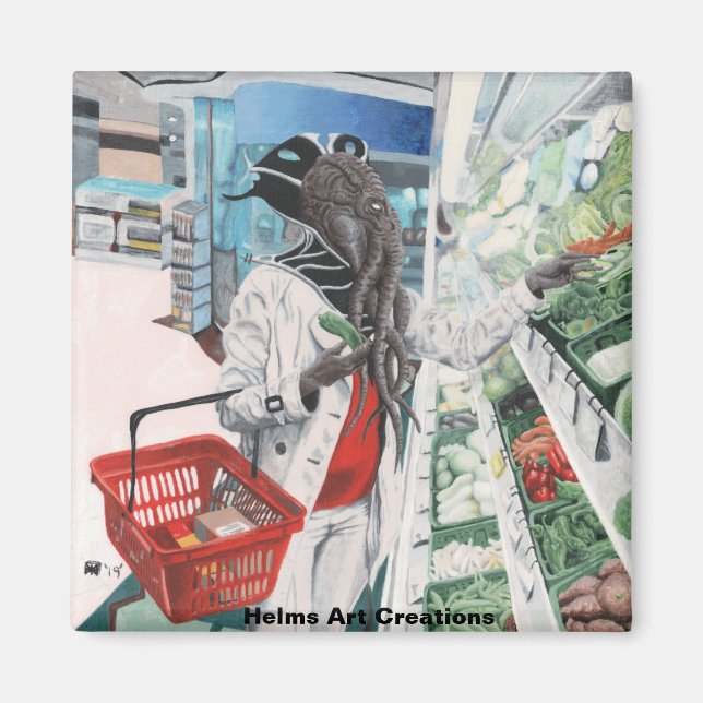 Mind Flayer Grocery Shopping Fantasy Art Magnet (Front)