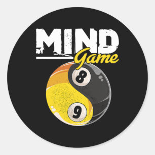 Mind Game Billiards Snooker Cue Stick Pool Billiar Classic Round Sticker