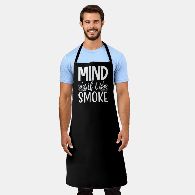 Mind If I Smoke BBQ Large Black Apron (Worn)