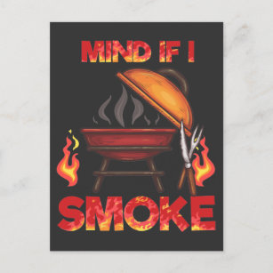 Mind If I Smoke Meat Smoker Funny BBQ Theme Postcard