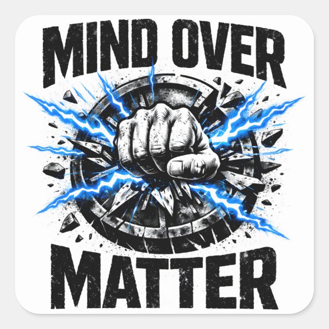 Mind Over Matter – Mental Toughness Gym Square Sticker (Front)