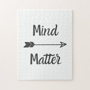 Mind Over Matter Simple Minimal Black and White Jigsaw Puzzle