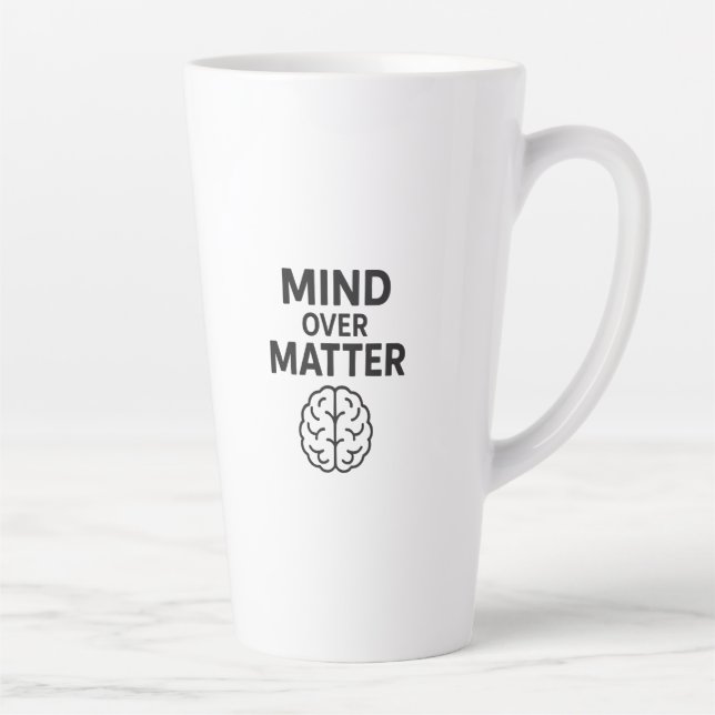 Mind Over Matter – T-shirt à Texte Noir et Design  Latte Mug (Right)