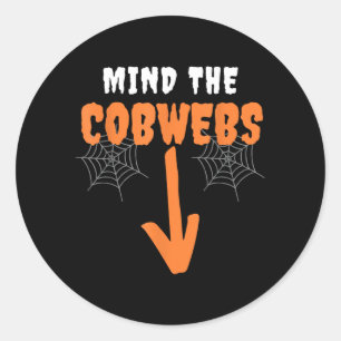 Mind The Cobwebs Innuendo Funny Halloween Costumes Classic Round Sticker