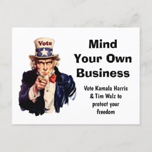 Mind Your Own Business Harris Walz 2024 Postcard