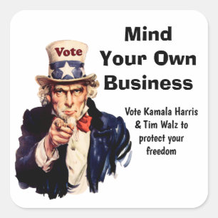 Mind Your Own Business Harris Walz 2024 Square Sticker