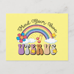 Mind Your Own Uterus Feminist Pro Choice Rainbow Postcard