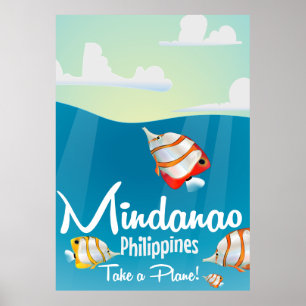 Mindanao, philippines cartoon travel poster