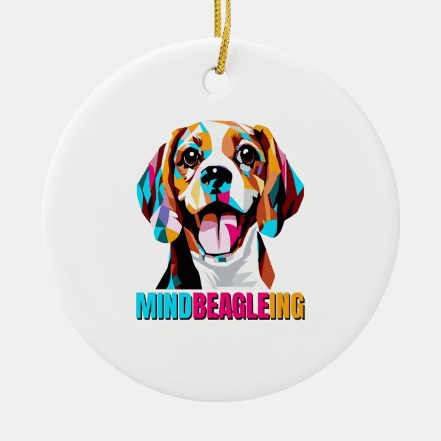 Mindbeagleing Beagle Dog Ceramic Ornament (Front)