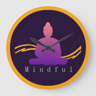 "Mindful" Beautiful Buddha Wall Clock. Large Clock