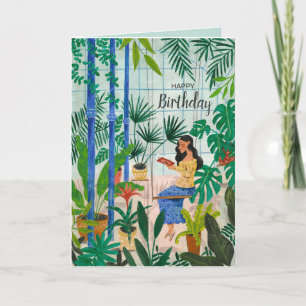 Mindful blue greenhouse plants card