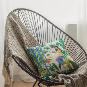 Mindful blue greenhouse plants girl reading  cushion
