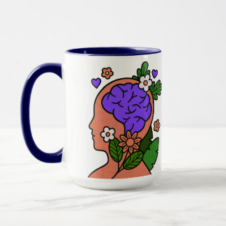 Mindful Brain Floral Illustration Mug